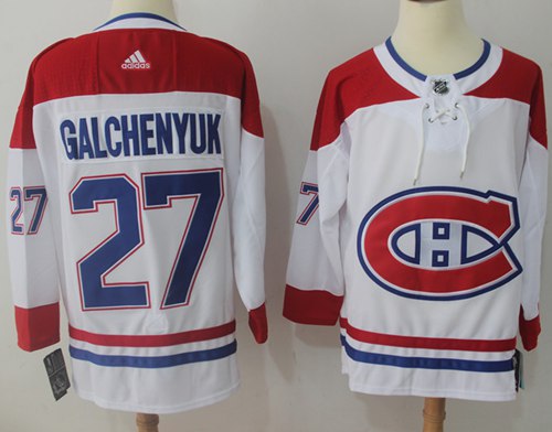 Adidas Canadiens #27 Alex Galchenyuk White Road Authentic Stitched NHL Jersey - Click Image to Close